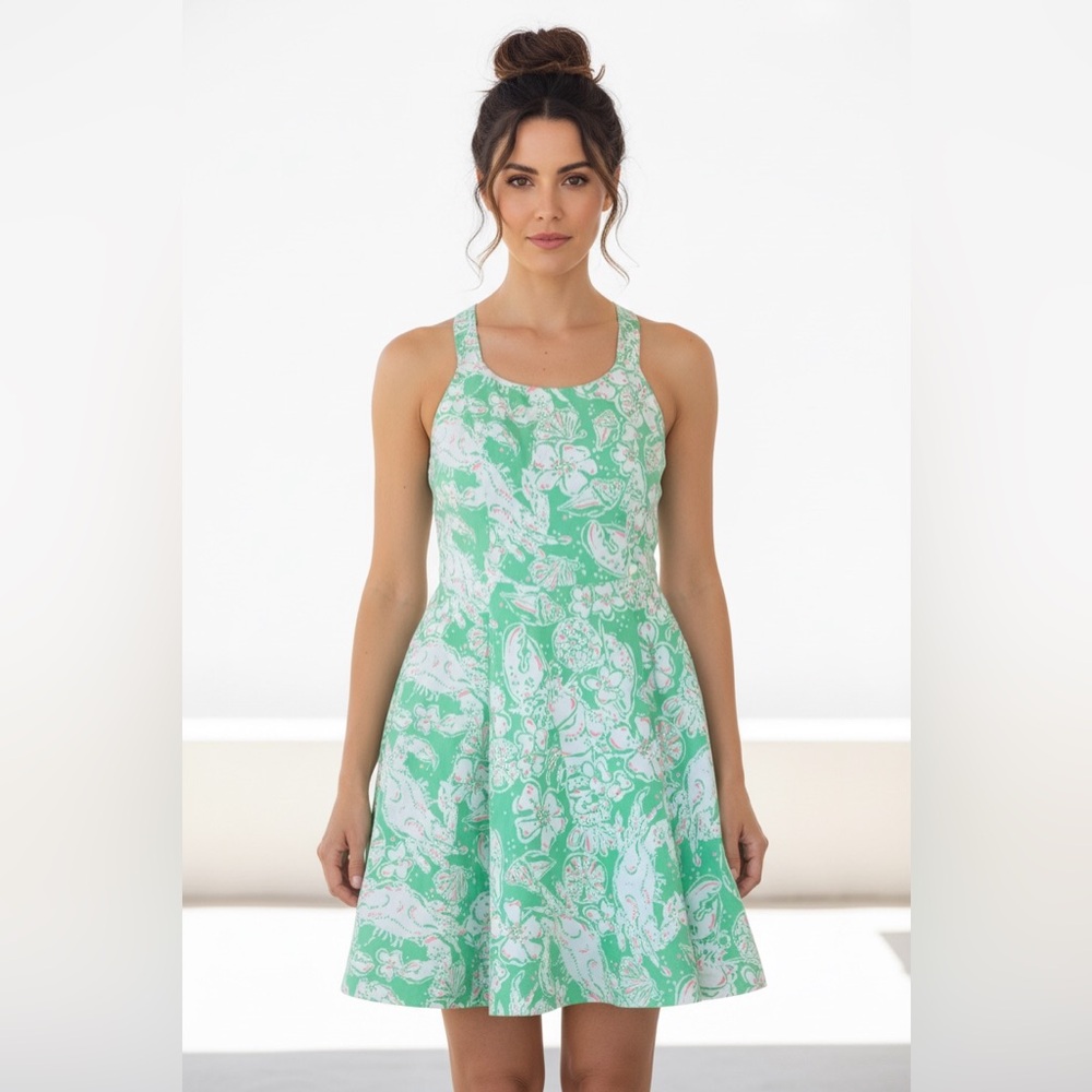 Lilly‎ Pulitzer Women's 4 Zo Dress Glenda Green Beach Bash Racerback EUC